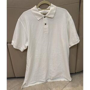 L.L. Bean Premium Double Polo Shirt Men's LT WHITE Short Sleeve Casual Golf *See